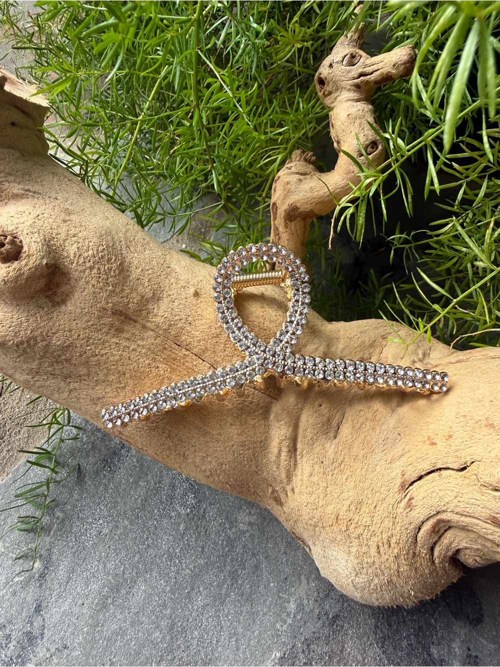 New🌟Anthropologie-Gold Crystal Ribbon Hair Clip